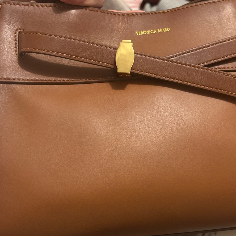 Veronica Beard Tan Leather Satchel with Gold Hardware - Picture 4 of 5